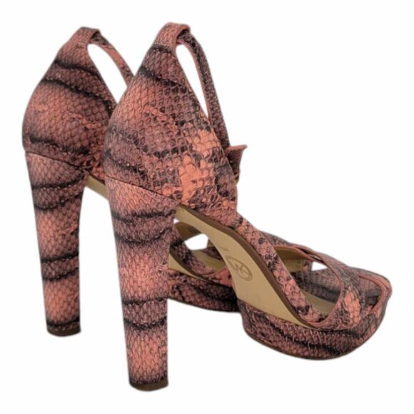 MICHAEL Michael Kors Divia Snake Skin Embossed Platform Sandals Sz 7.5 - Pink - Picture 6 of 11